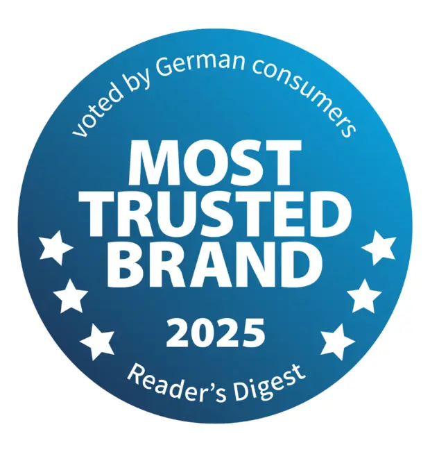 Бадж на награда "Бранд с най-високо доверие в Германия 2025" в категория Витамини /Минерали и Хранителни добавки